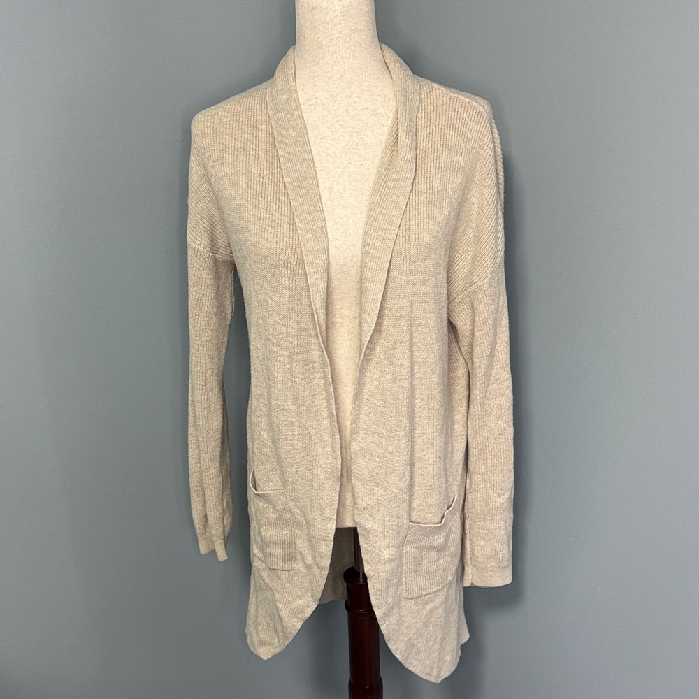 bp Women’s Open-Front Beige Cardigan with Pockets Sz M